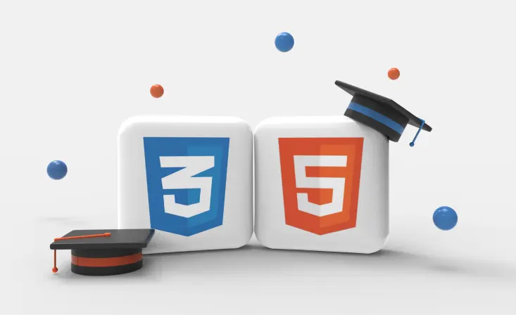 תמונה שבה יש קוביה שעלייה יש את הסמלים של HTML5 ו-CSS3