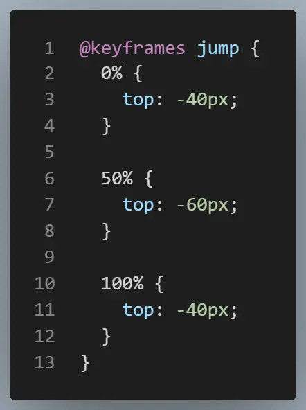 CSS keyframes with percentage intervals.