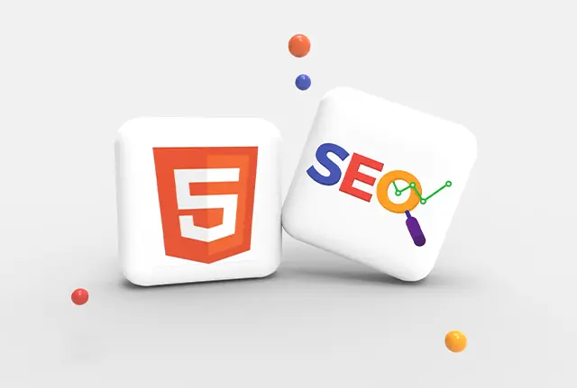 Logos of HTML and SEO side by side.