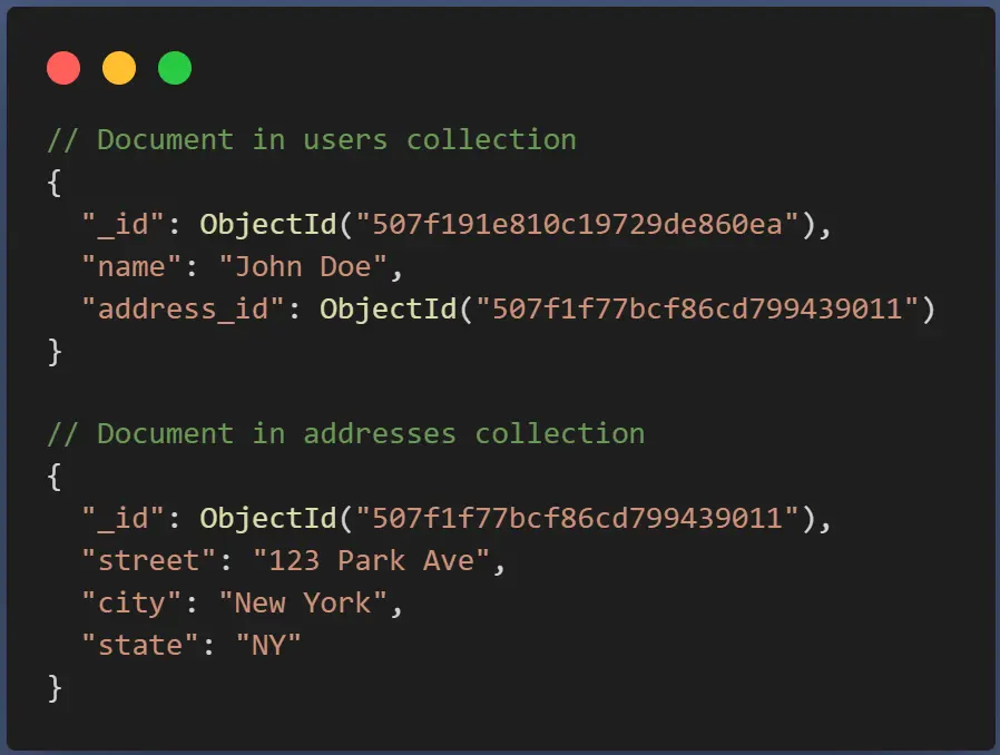 Screenshot of reference MongoDB code.