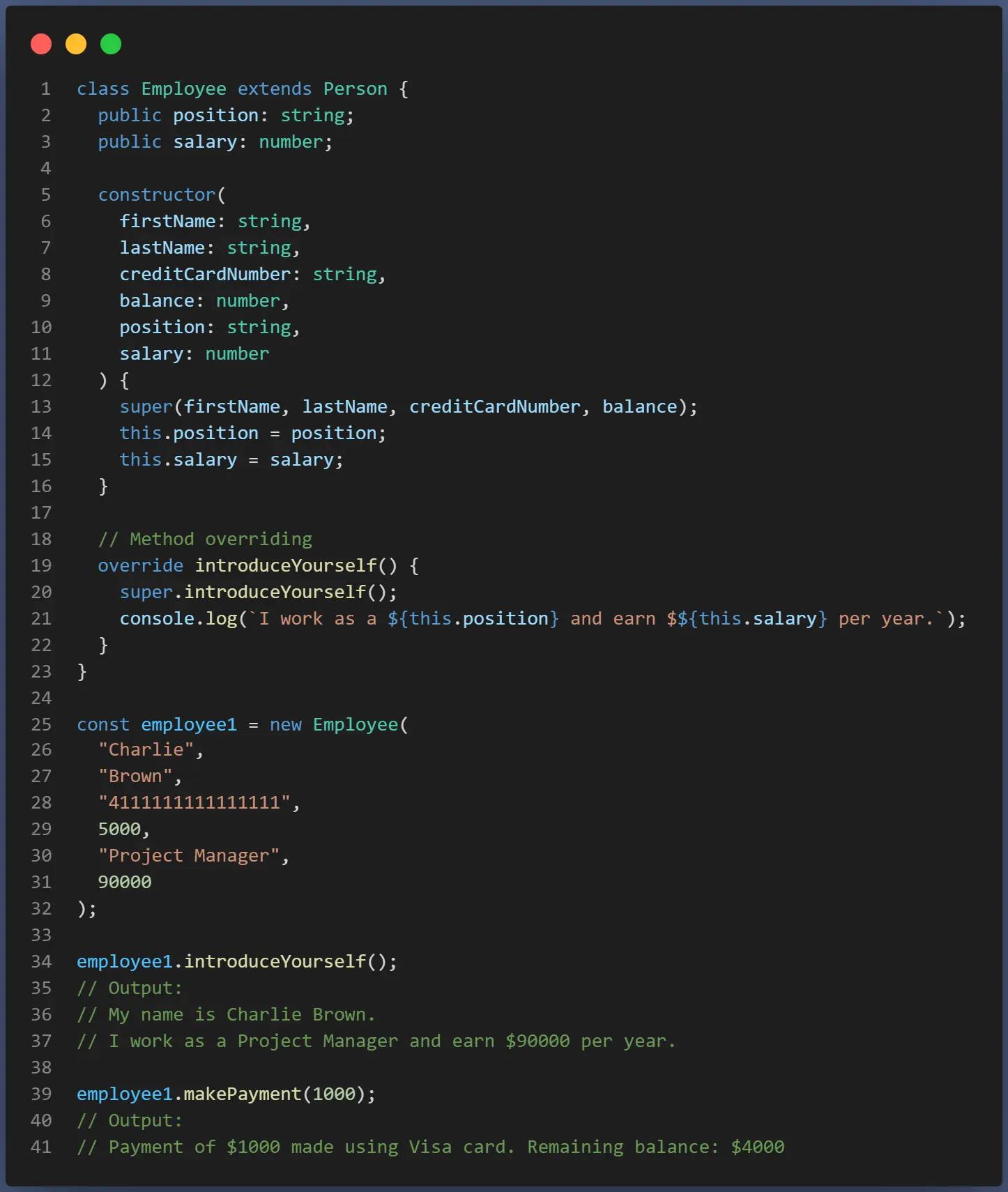 Polymorphism implementation in TypeScript.