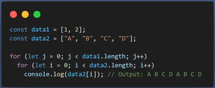 Screenshot of JavaScript snippet that shows O(n log n) - Log-linear Complexity