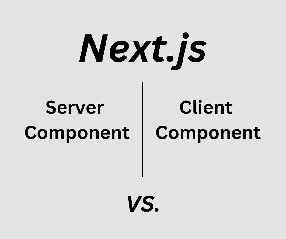 תמונה המציגה לוגו של Next.js למעלה, עם  Server Component ו-Client Component מתחתיו משני צדי קו, והכיתוב VS. בתחתית.